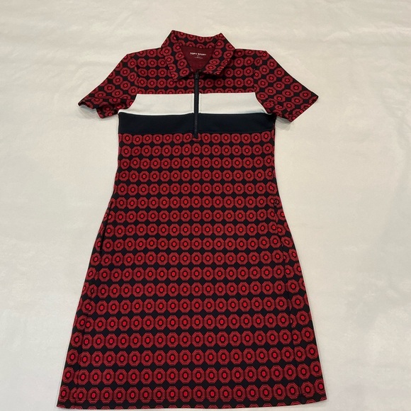 Tory Burch Sports Jacquard Color Block Dress Red and Navy Size XSmall - Picture 7 of 11